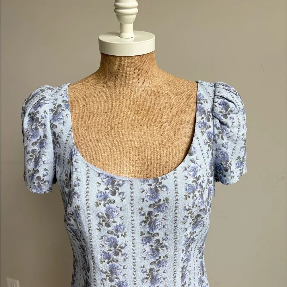 LoveShackFancy Solus Blue Floral Mini Dress Size 4 NEW!